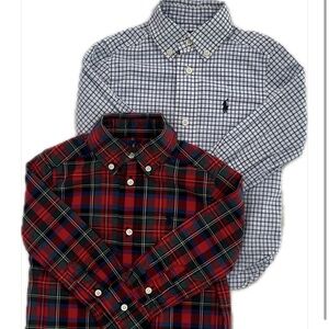 Ralph Lauren 2 Pack Boys' Plaid Cotton Shirt - Little Kid Size 2T